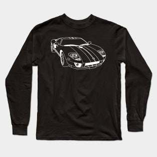 GT 40 Wireframe White Drawing Long Sleeve T-Shirt